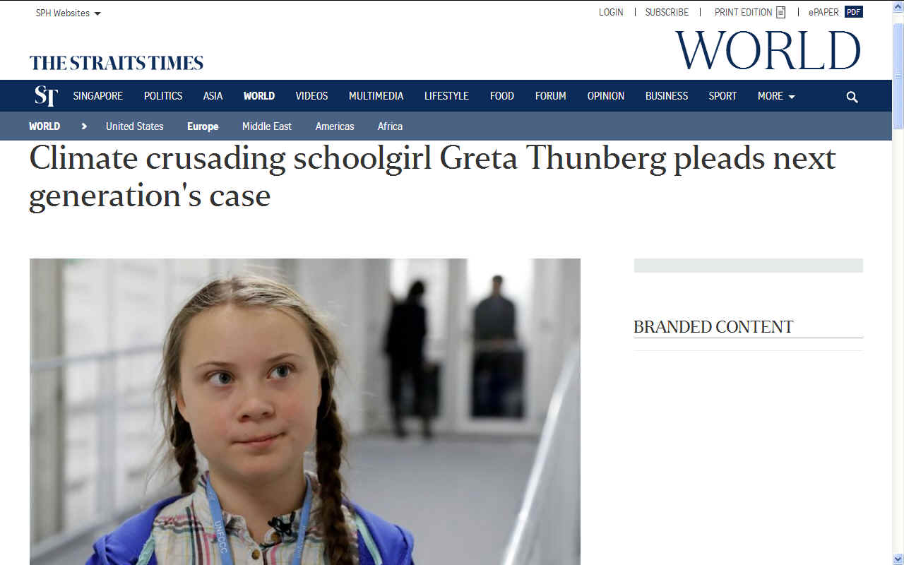 SWEDISH CLIMATE CHANGE CRUSADER GRETA THUNBERG SWEDEN SCHOOLGIRL1280 x 800