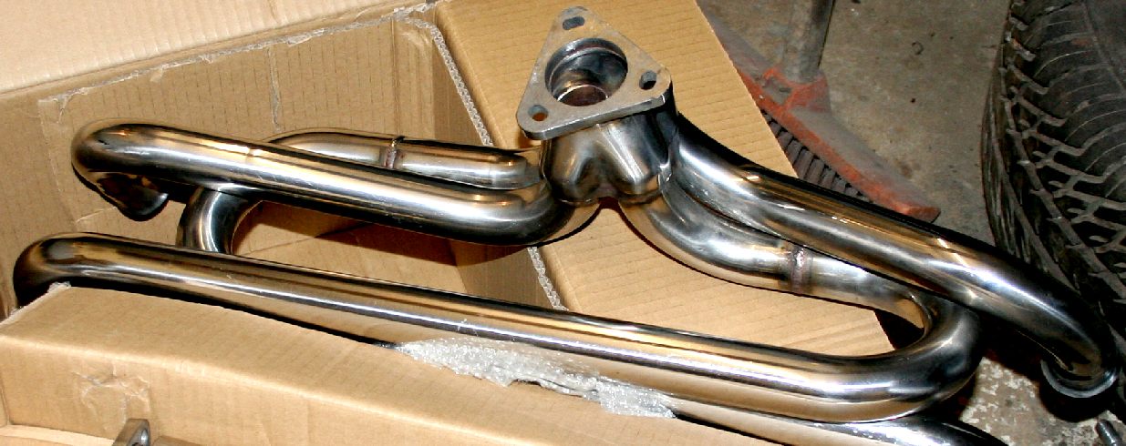 Stainless steel exhaust manifold for a Volkswagen camper van or Beetle