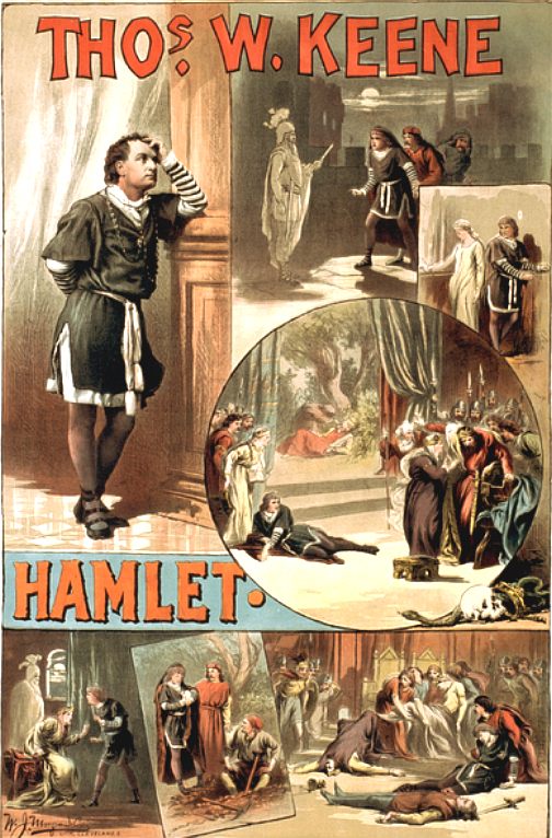 Poster advertising Thomas W Keene's production of Hamlet