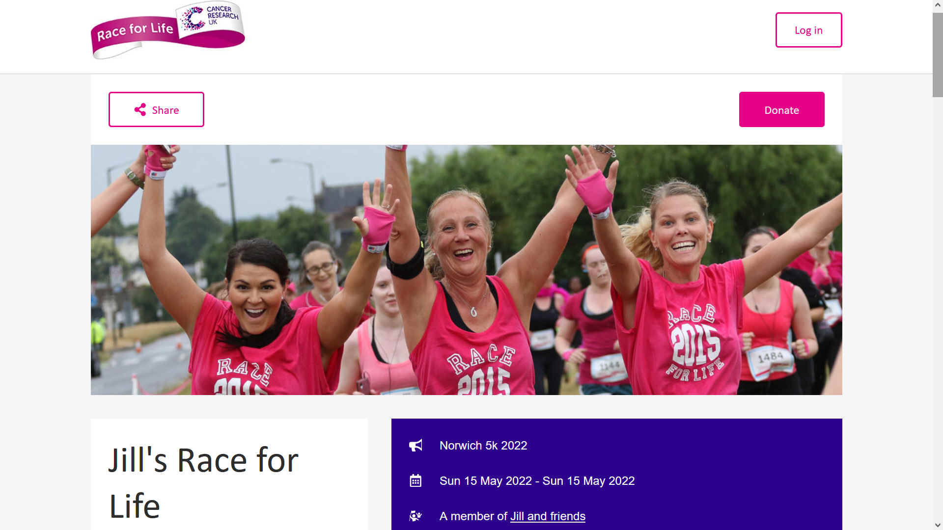 Jill Finn and friends, Race For Life, Cancer Research UK