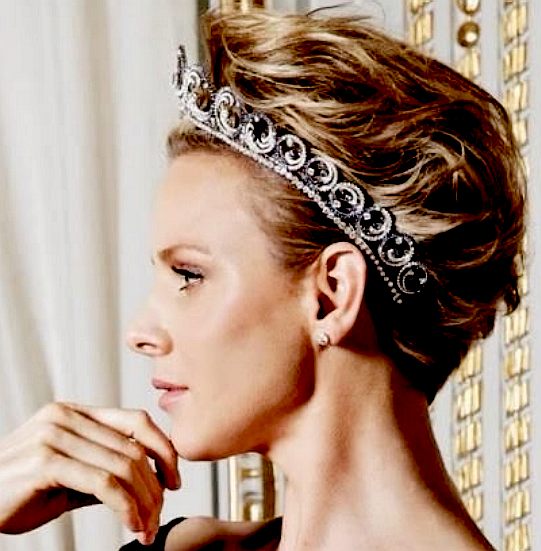 The beautiful Princess Charlene wearing a diamond tiara