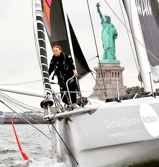 Figurehead, Greta Thunberg on the prow of the Malizia yacht