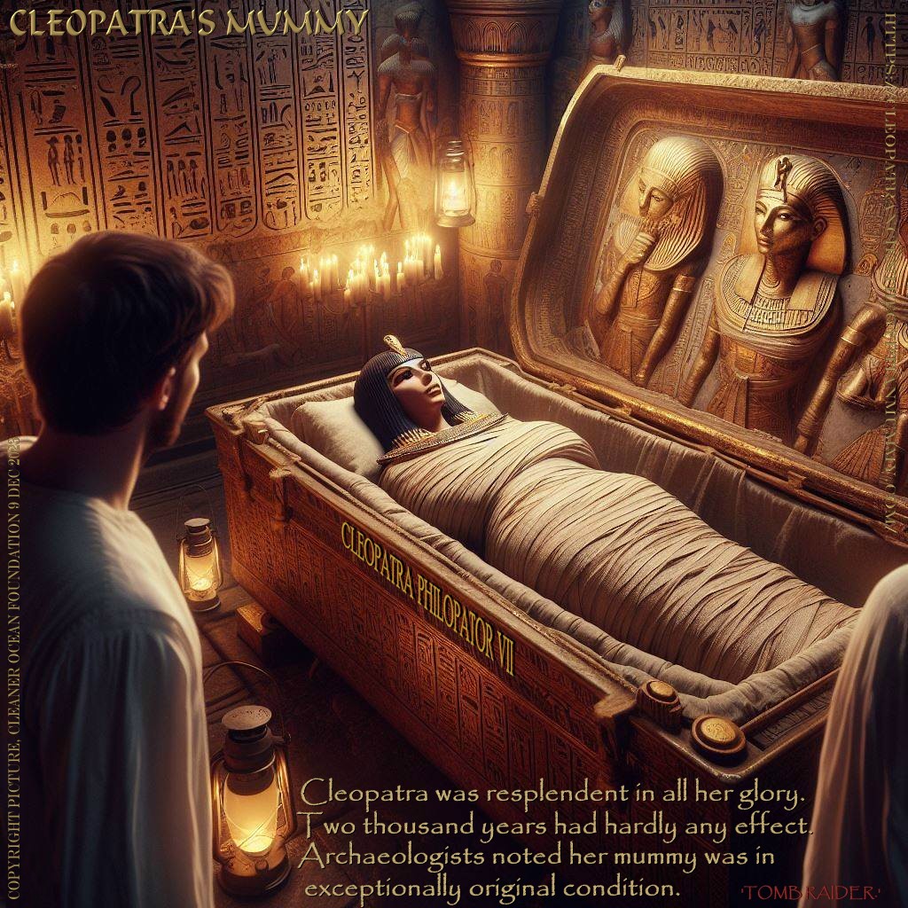 The discovery of Cleopatra's tomb, Queen of the Nile, John Storm adventure where the pharaoh is reincarnated original story Cleaner Ocean Foundation